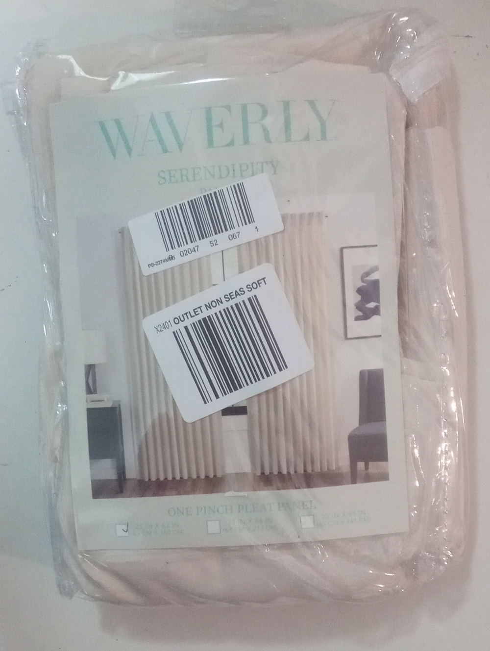Waverly Serendipity Cream  Pinch Pleated Panel 63" NWT $55